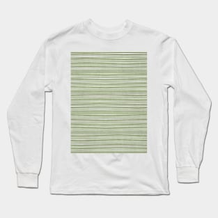 Horizontal Dark Green Lines on Light Grey Background Long Sleeve T-Shirt